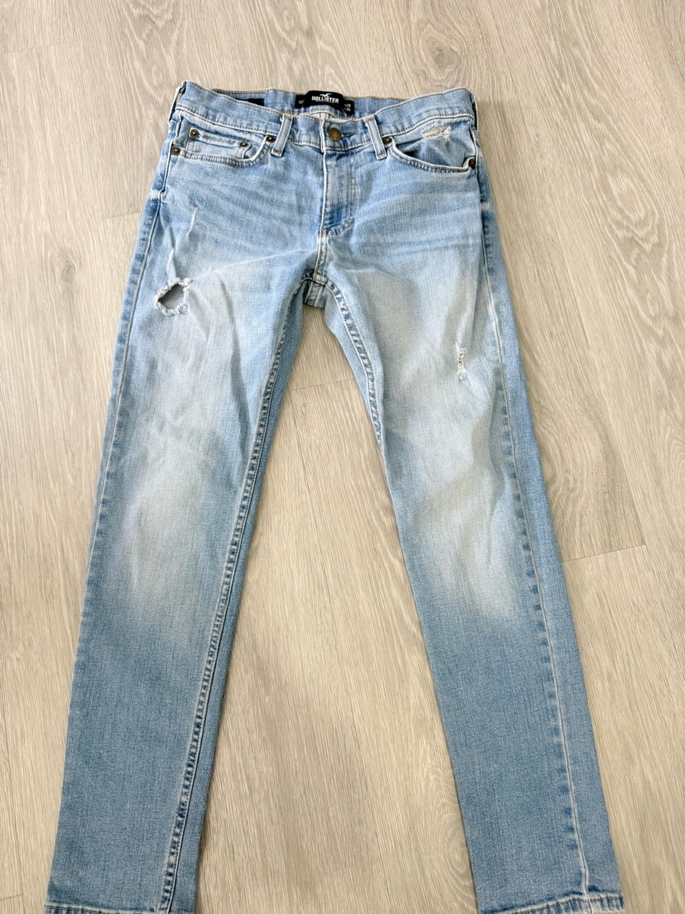 light-wash distressed skinny jeans from Hollister
